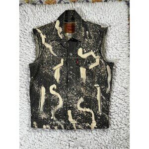 Levis Vest Jacket Mens Denim Med Distressed Splatter Paint